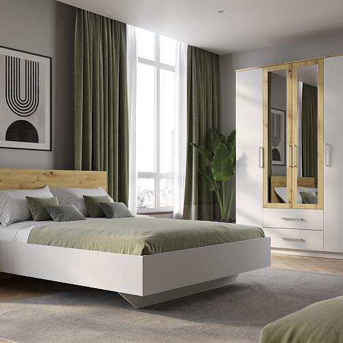 Тумба прикроватная НК Бланка Белый/дуб Артизан