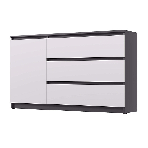 Комод ВЕГА 1Д-3Я Графит/Белый гладкий