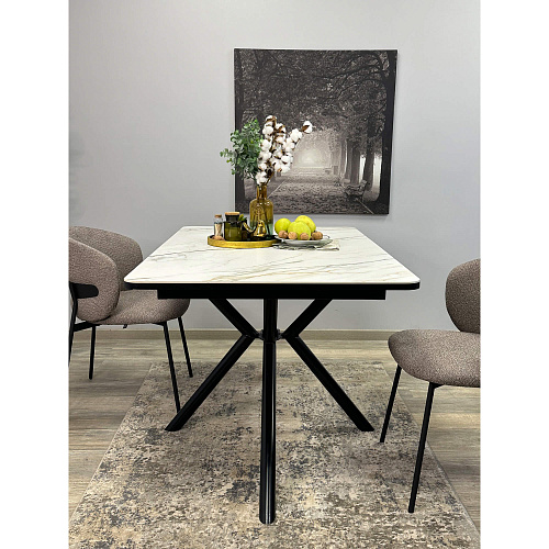 Стол обеденный Kenner DM1400 черный/керамика мрамор золотой