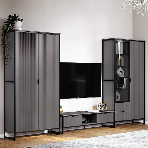 Шкаф двухдверный Нора гостиная Металл Бруклин/Графит