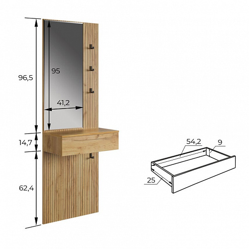 Зеркало Бодрум дуб крафт золотой