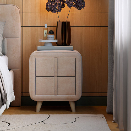 Тумба прикроватная Софи 3 песок алькантара (велюр)