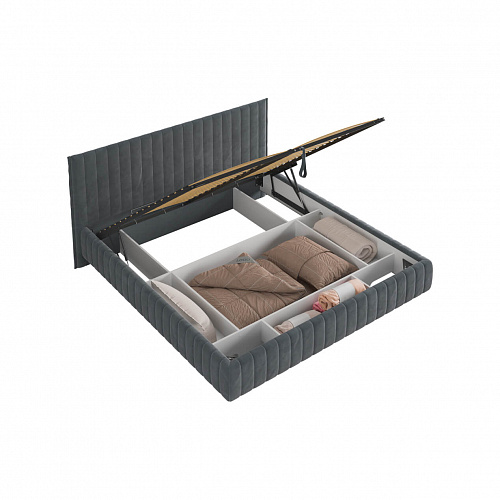 Кровать с подъемным механизмом Твикс 180х200 графит (велюр)