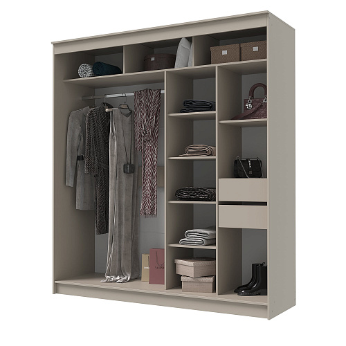 Шкаф-купе ГРАНД 1 2,0 Сатин/Зеркало/Лакобель белый