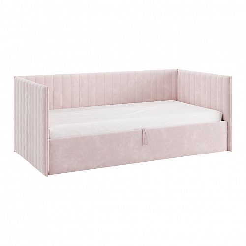 Кровать с подъемным механизмом Твикс (Софа) 90х200 нежно-розовый (велюр)