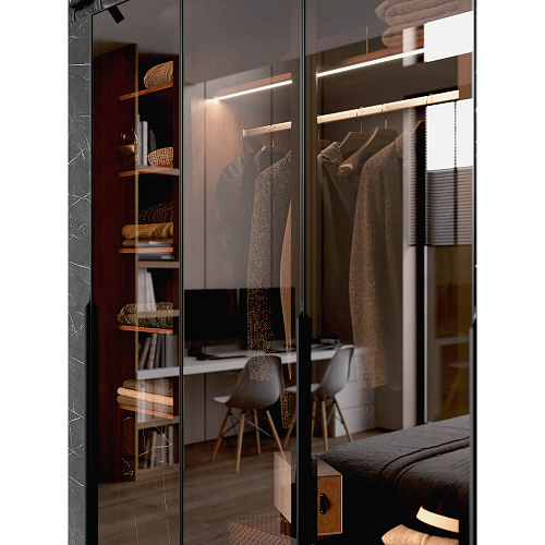 Спальный гарнитур Браун Стекло Таксония/Мрамор неро маркина