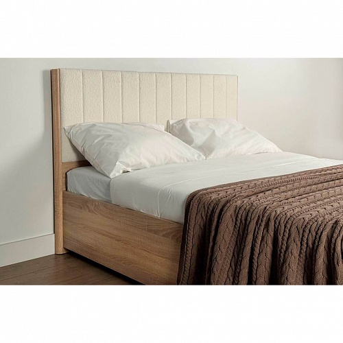 Кровать с подъемным механизмом Юлия 140х200 дуб сонома/белый (плюш)