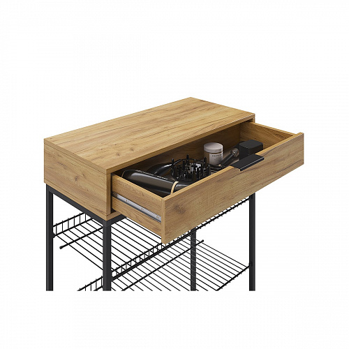 Обувница Краш черный муар/дуб крафт золотой