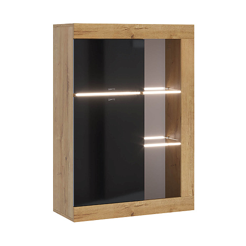 Гостиная ПРАГА №2 Дуб вотан/Черный глянец