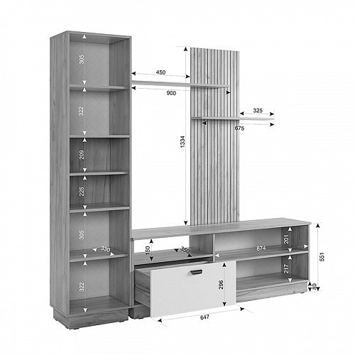 Гостиная Моди К1 дуб крафт золотой/белое дерево