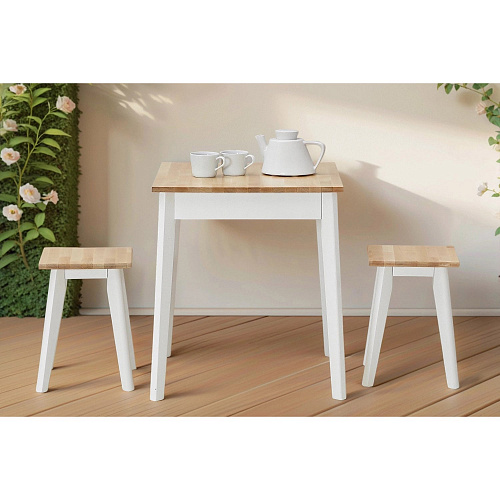 Стол обеденный квадратный ИДЕЯ массив Бесцветный (Лак)/СНЕГ