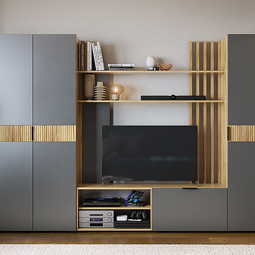 Гостиная Бери К2 дуб крафт золотой/графит