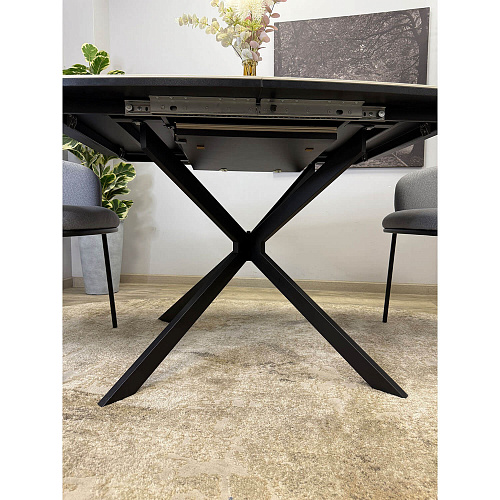 Стол обеденный Kenner BR1200 черный/керамика GLORIA WHITE