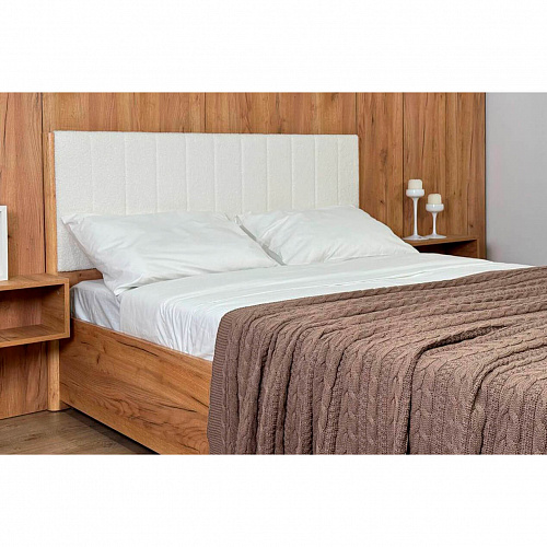 Кровать с подъемным механизмом Юлия 140х200 дуб крафт золотой/белый(плюш)