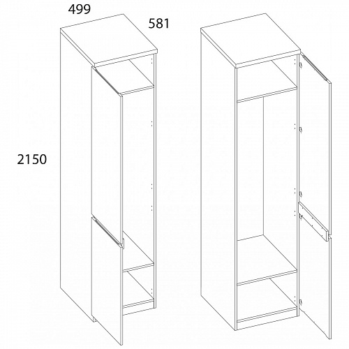Шкаф TAURUS 1DG Белый/Дуб вотан
