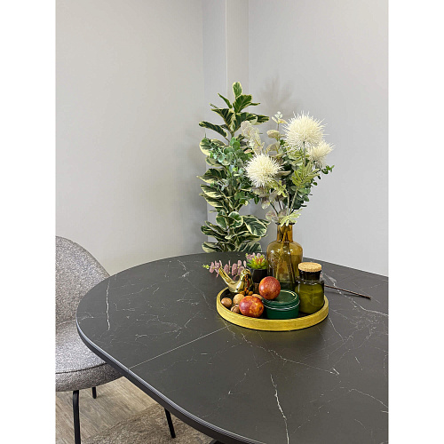 Стол обеденный Kenner DO1200 черный/керамика мрамор черный