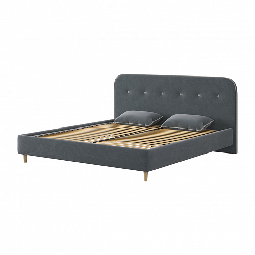 Кровать Лео 180х200 графит/галька (велюр)