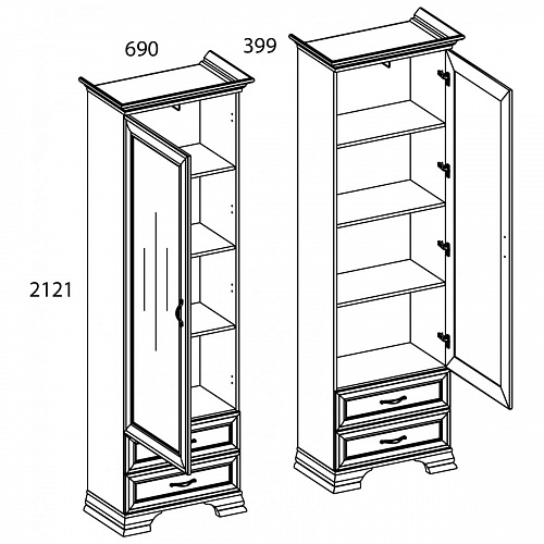 Шкаф 1Z2S TIFFANY Вудлайн кремовый
