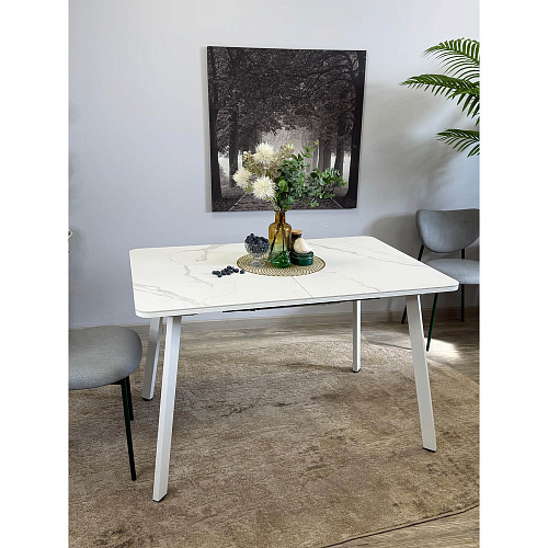 Стол обеденный Kenner AK1200 белый/керамика GLORIA WHITE