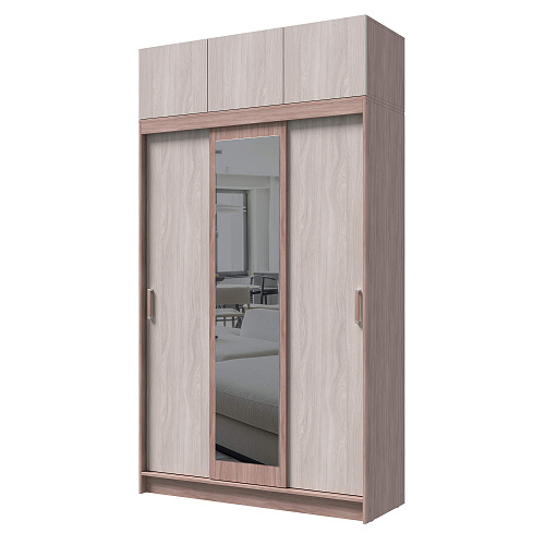 Шкаф-купе БРУНО 5 с антресолью Шимо темный/Шимо светлый