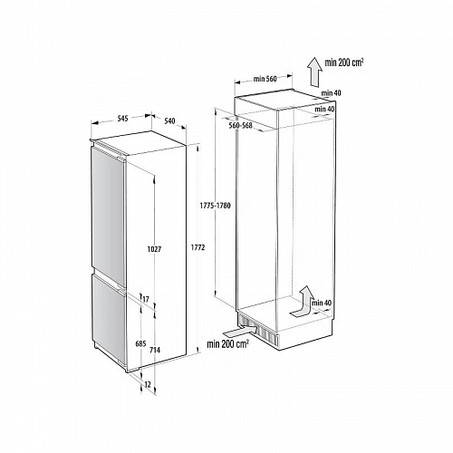 Встраиваемый холодильник Gorenje NRKI517E82WF