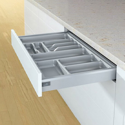 Лоток для столовых приборов OrgaTray 440 для InnoTech Atira/ArciTech, Гл441-520xШ701-800, пластик, серебристый, Art.9194939, Hettich