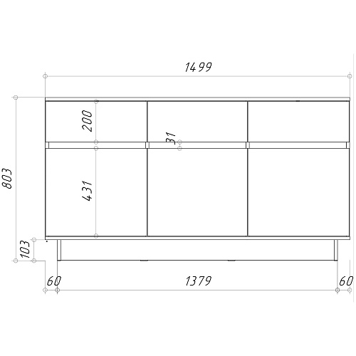 Комод НК DIEGO 3Я-3Д Каштан