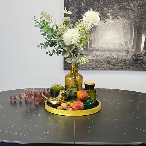 Стол обеденный Kenner DO1200 черный/керамика мрамор черный