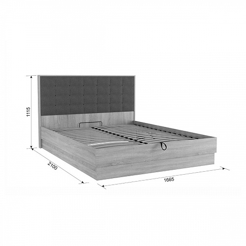 Кровать с подъемным механизмом Николь М 1600х2000 дуб сонома/какао (рогожка)