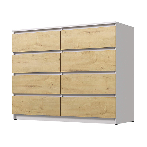 Комод ВЕГА Люкс 8Я Белый гладкий/Дуб Вотан