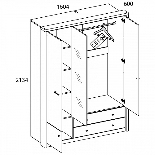 Спальный гарнитур JAGGER Дуб монастырский/Черный