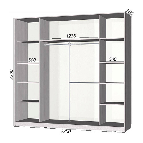Шкаф-купе Старт 3-дверный без зеркала со вставками 2300 (высота 2200, глубина 600)
