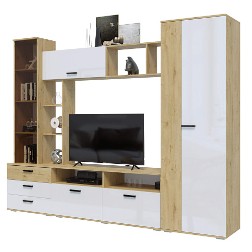 Гостиная Крокус Дуб вотан/Белый гладкий