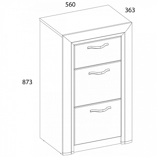 Комод 3S/56 OLIVIA Вудлайн крем/дуб анкона