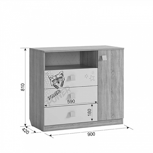 Комод Энерджи дуб сонома/белый