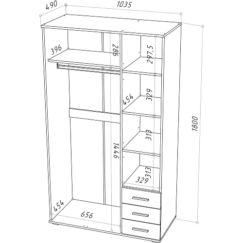 Шкаф НК FUN ШК-3Д Белый