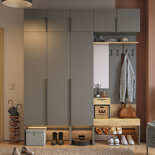 Прихожая Баско К7 графит/дуб крафт золотой