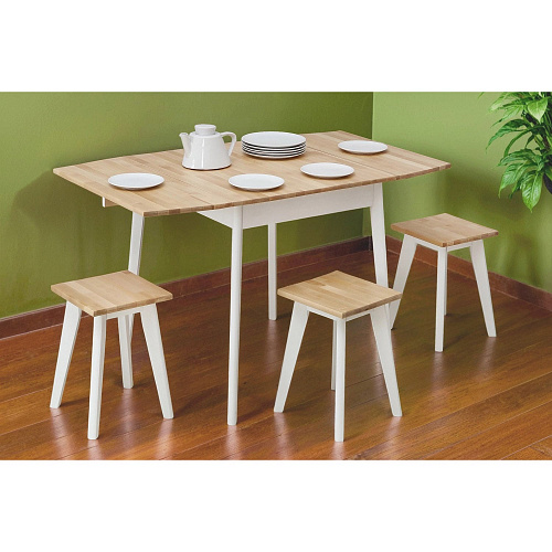 Стол обеденный бабочка ИДЕЯ массив Бесцветный (Лак)/СНЕГ