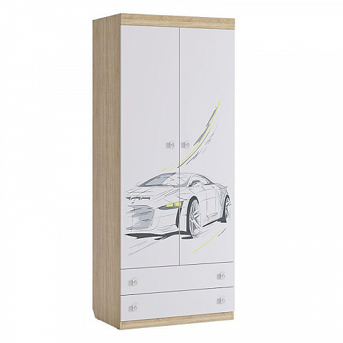 Шкаф двухдверный Форсаж дуб сонома/белый