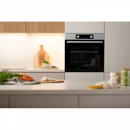 Духовой шкаф Gorenje, объем 73 л, электронное управление, home made plus, утапливаемые переключатели, таймер, 8 режимов, , гриль, цвет нержавеющая ста