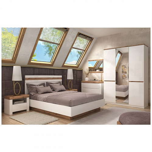 Кровать с подъемным механизмом TAURUS 140В Белый/Дуб вотан