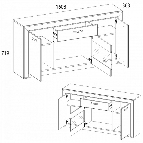 Тумба RTV 1V2D1S OLIVIA Вудлайн крем/дуб анкона