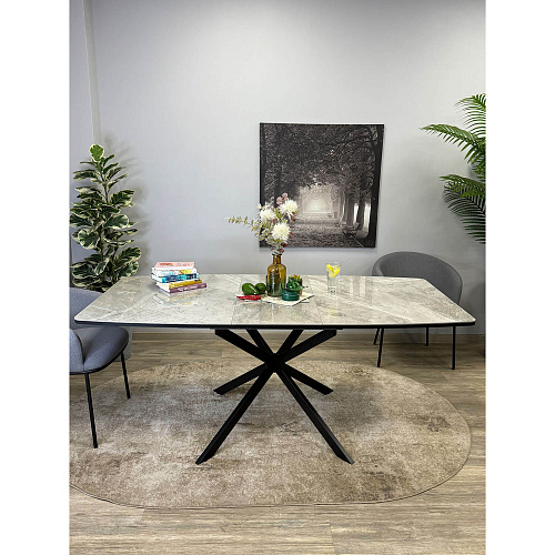Стол обеденный Kenner BR1400 черный/керамика ITALIAN MIDDLE GRAY