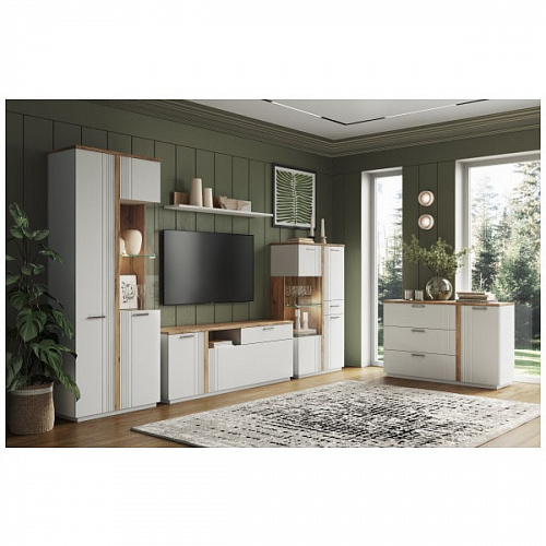 Комод MATEO 1D3S Белый/дуб наварра