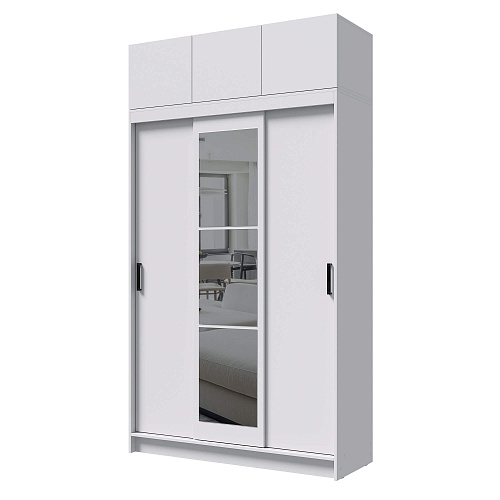 Шкаф-купе БРУНО 6 с антресолью Белый гладкий