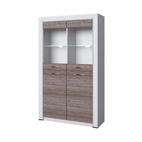 Шкаф-витрина 2V2D OLIVIA Вудлайн крем/дуб анкона