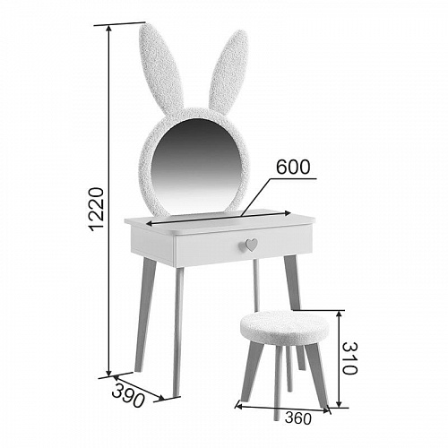 Набор детский Зайка белое дерево/белый (плюш)