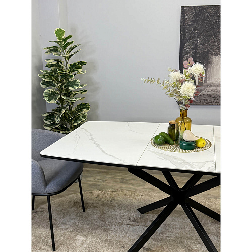 Стол обеденный Kenner BR1200 черный/керамика GLORIA WHITE