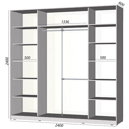 Шкаф-купе Старт 3-дверный без зеркала со вставками 2400 (высота 2400, глубина 600)