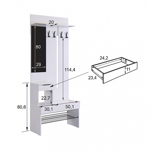 Прихожая Баско К4 кашемир/дуб крафт золотой
